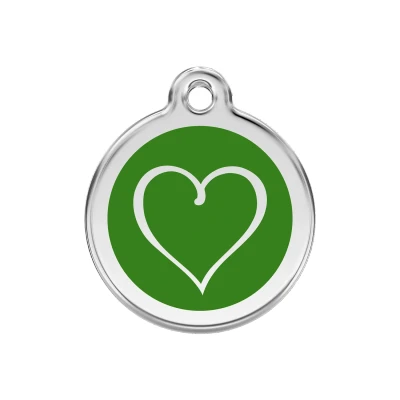 Afbeelding van Tribal Heart Green roestvrijstalen hondenpenning medium/gemiddeld dia. 3 cm RedDingo