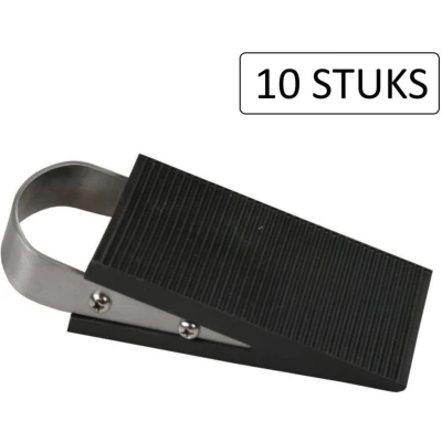 Afbeelding van Benson Deurstopper Rubber RVS 3 cm Wigmodel 10 stuks