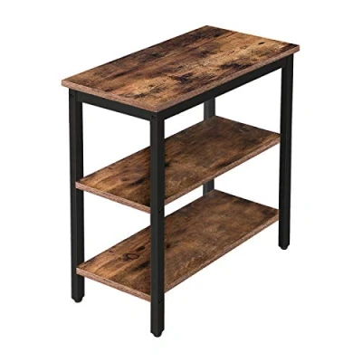 Afbeelding van Hoobro bijzettafel, nachtkastje met 3 plank, softs van industriële stijl, nachtkast, slaapkamer, woonkamer, keuken, gemakkelijk te monteren, metalen frame, vintage, donkerbruine EBF14BZ01