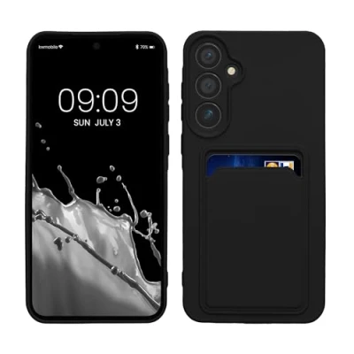 Afbeelding van kwmobile telefoonhoesje geschikt voor Samsung Galaxy A55 5G Hoesje met pasjeshouder TPU case in zwart