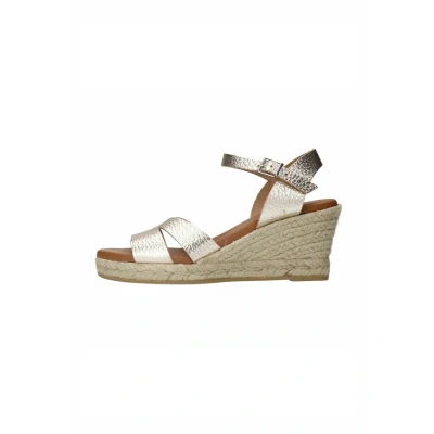 Afbeelding van Manfield Sandalen met plateauzool, Dames, Maat: 42, Gold Schoenen