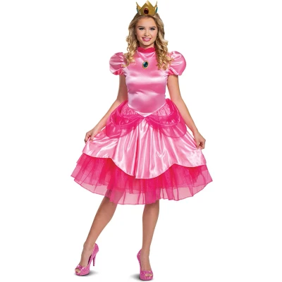 Afbeelding van Disguise Officieel Nintendo Deluxe kostuum, prinses, perzikkostuum, Mario dames, prinsessenjurk, carnaval, verjaardag, Kerstmis, L