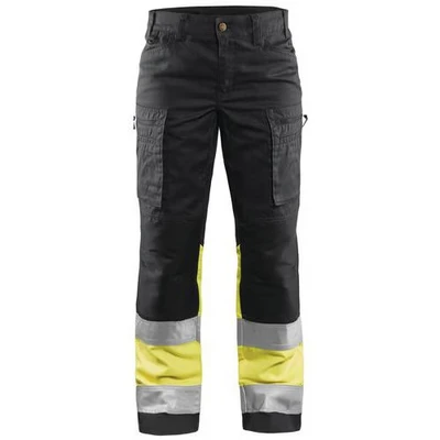 Image de Pantalon haute visibilité stretch femme noir/jaune fluorescent
