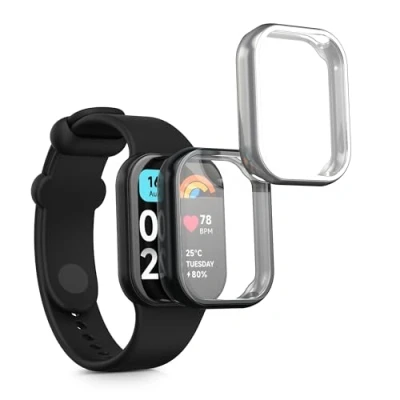Afbeelding van kwmobile 2x smartwatch hoes geschikt voor Xiaomi Mi Band 8 Pro hoesje Siliconen sporthorloge cover Activity tracker case in zwart / zilver