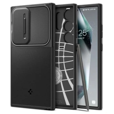 Afbeelding van Spigen Optik Armor beschermhoes compatibel met Samsung Galaxy S24 Ultra 5G zwart