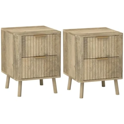Afbeelding van HOMCOM Nachtkastje MDF 40x40x53cm Eiken