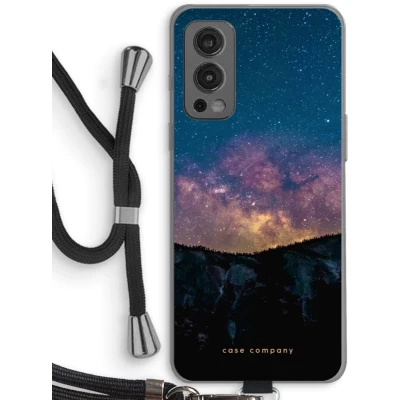 Afbeelding van Case Company® hoesje met Koord geschikt voor OnePlus Nord 2 5G Travel to space Telefoonhoesje Zwart Bescherming aan alle Kanten en Over de Schermrand