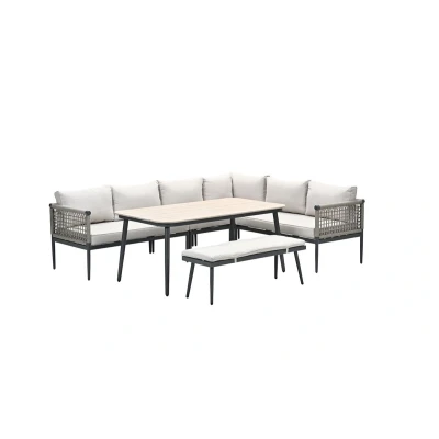 Afbeelding van Teramon Loungedining set 6 delig I rope taupe/desert sand Garden Impressions