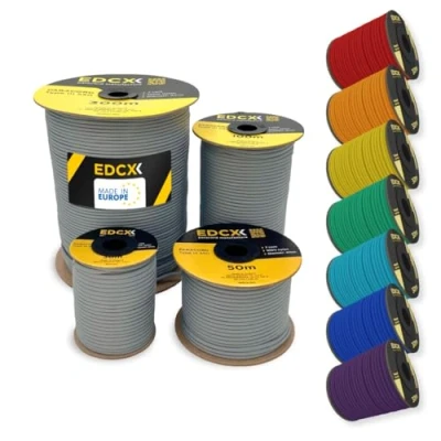 Afbeelding van EdcX Paracord van nylon 4 mm 550, 30 m, type III, touw 100% nylon, 7 draads touw, in effen kleuren (donkergrijs, m)