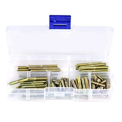 Afbeelding van 110 stuks dubbele schroefdraadschroeven M4, bevestigingsschroeven M4 x 16/20/25/30/35/40 mm, schroefdraad zelftappende schroeven, schroefdraad, houten schroeven voor meubels met