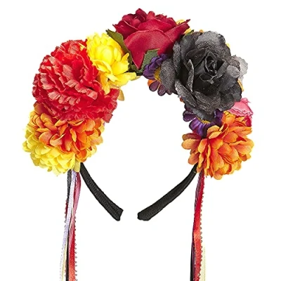 Afbeelding van Widmann 00089 haarband met bloemen en linten, haaraccessoires, carnaval, themafeest