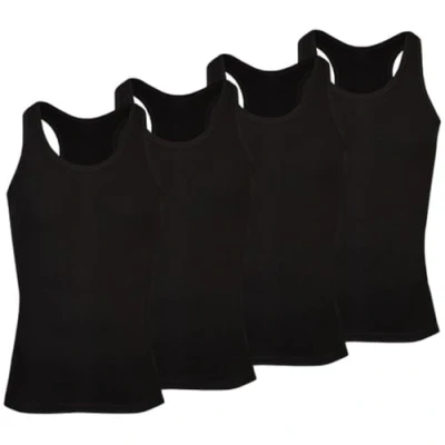 Afbeelding van Set van 4 klassieke katoenen tanktops voor heren, zwart.