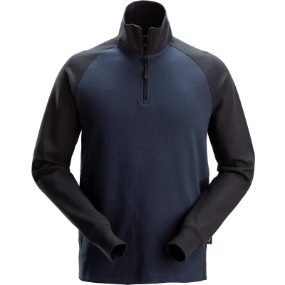Afbeelding van Snickers 2841 Tweekleurig Sweatshirt met Halve Rits Donker Blauw/Zwart