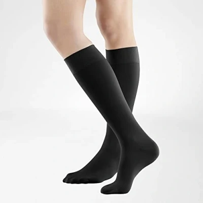Afbeelding van Bauerfeind VenoTrain soft AD L normal lang tricot band Ccl 2 unisex gesloten tenen caramel paar
