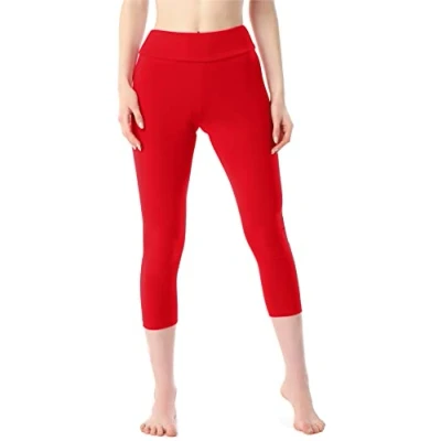 Afbeelding van Merry Style MS MS10 430 LE Dames Capri Leggings Sport Vrijetijdsbroek 3/4 Lengte Katoen Sporbroek Yogabroek Rood M