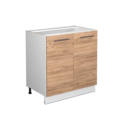 Afbeelding van Vicco Wastafelkast Fame Line, Krachtige eik goud/Wit, 80 cm met legplank, zonder werkblad