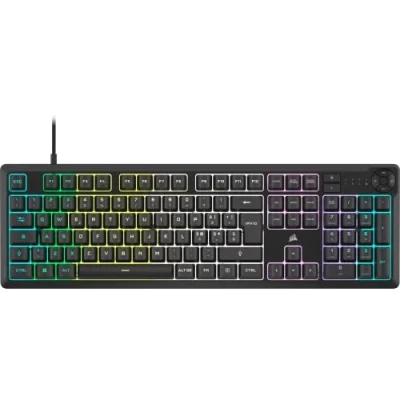 Afbeelding van Corsair K55 CORE RGB Bedraad membraan Gaming Toetsenbord Stille en responsieve schakelaars Uitwerpweerstand met tien zones Compatibel iCUE QWERTY IT PC, Mac Zwart