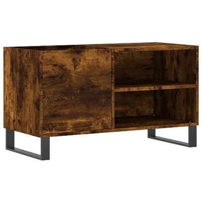 Afbeelding van Platenkast 85x38x48 cm bewerkt hout gerookt eikenkleurig