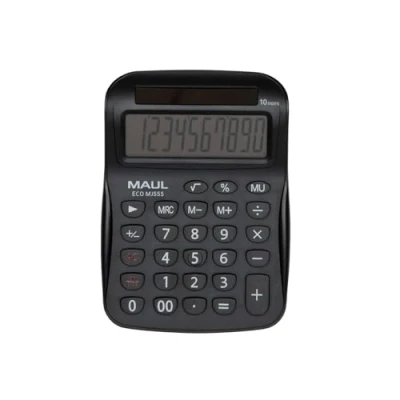 Afbeelding van Maul ECO MJ 555 Bureaurekenmachine Zwart Aantal displayposities: 10 werkt op zonne energie (b x h d) 110 154 27 mm
