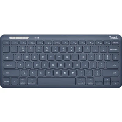 Afbeelding van Trust Lyra Draadloos Toetsenbord Multi connect Oplaadbaar Qwerty US Blauw