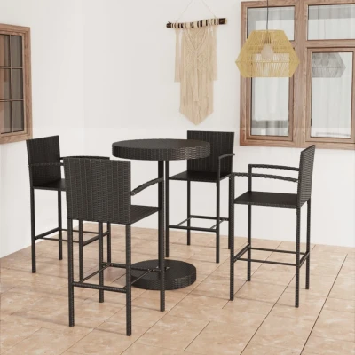 Afbeelding van 5 delige Tuinbarset poly rattan zwart