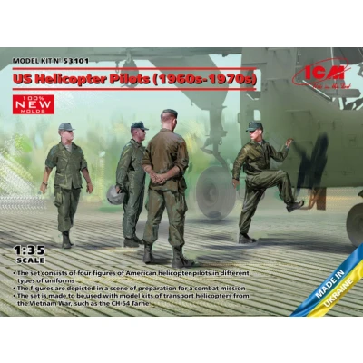 Afbeelding van 1:35 ICM 53101 US Helicopter Pilots 1960s 1970s Figuren Plastic Modelbouwpakket