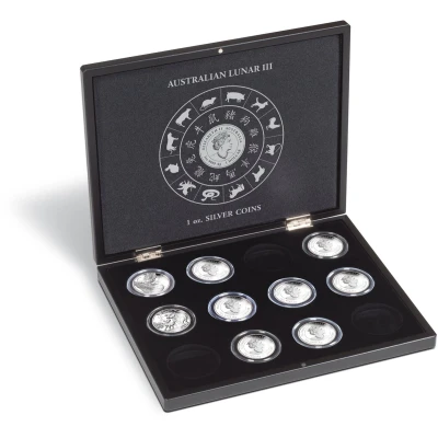 Afbeelding van Leuchtturm Leuchtturm, Presentatie cassette, Volterra Uno voor Munten Austalian Lunar III, 1 oz Silver in capsules (12 st.) Zwart afm: