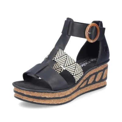 Afbeelding van Rieker mode sandalen dames 68182, Zwart 00, 38 EU