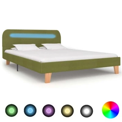 Afbeelding van Bedframe met LED stof groen 140x200 cm