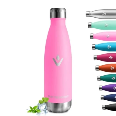 Image de bouteille d&#039;eau thermique 500 ml, réutilisable, en acier inoxydable, double paroi, sans BPA, anti fuite, pour enfants, école, bureau, sport, voyage