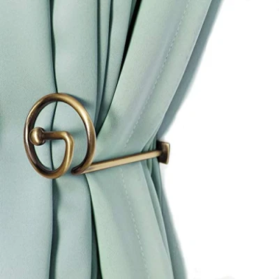 Afbeelding van Gordijn Holdback Drape Houder Haak Tieback voor Venster Pure en Verduisterende Panelen Decoratieve Gordijnen Metalen Set van 4 Brons