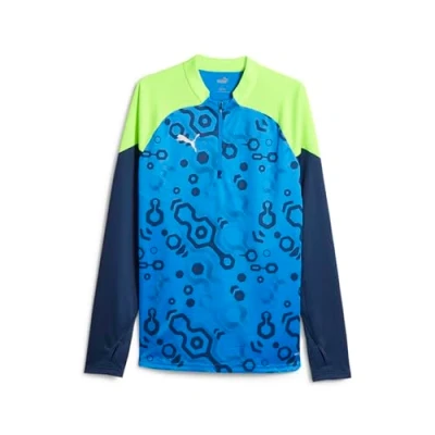 Afbeelding van Puma Individualcup 1/4 ZIP Longsleeve, Heren, Maat: Small, Persian blue/pro green