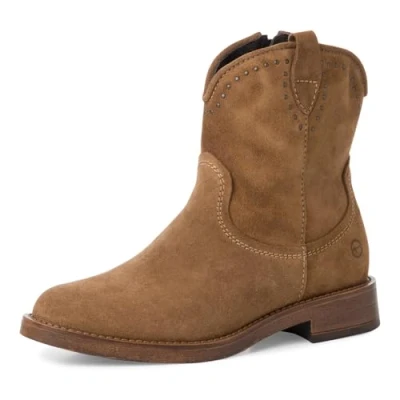 Afbeelding van Tamaris Cowboy/Bikerlaarsjes, Dames, Maat: 38, Camel Leer