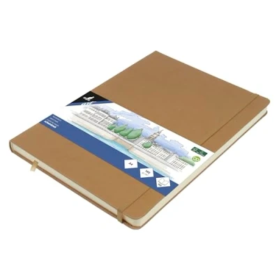 Afbeelding van Kangaro schetsboek A4 taupe hardcover kaft met elastiek en lint K 861246