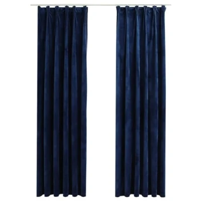 Afbeelding van vidaXL Gordijnen verduisterend 2 st met haken 140x245 cm fluweel blauw