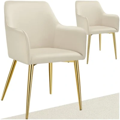 Afbeelding van tectake® Eetkamerstoel Avane Fluweellook, Gestoffeerd Set van 2 beige