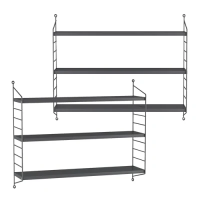 Afbeelding van Wandplank Strängnäs set van 2 verstelbaar 50x60x15 cm donkergrijs [en.casa]