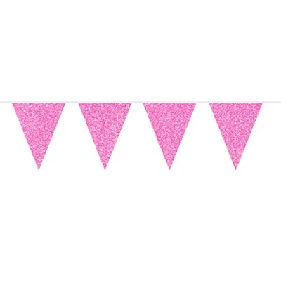 Afbeelding van Vlaggenlijn slinger Glitter Fuchsia 6 meter