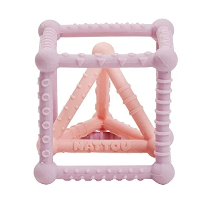 Afbeelding van Nattou Kubus Speelgoed Silicone Roze 10 cm