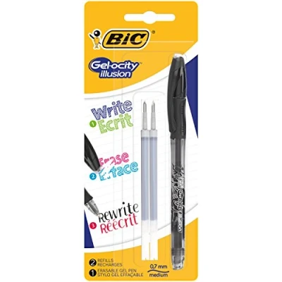 Afbeelding van Bic roller Gel ocity Illusion, zwart, blister met 1 stuk en 2 vullingen gelroller