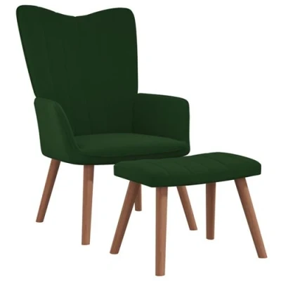 Afbeelding van vidaXL Chaise de Relaxation avec Repose pied Siège Détente Fauteuil Salon Salle Séjour Maison Vert Foncé Velours