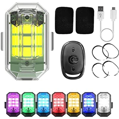 Afbeelding van High Brightness Wireless Led Strobe Light, 7 Kleuren Aircraft Lights &amp; Usb Charging Night Anti Botsing Light (2 lichten)