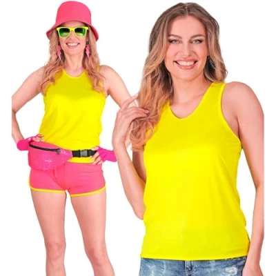 Afbeelding van Widmann Jaren 80 &amp; 90 Kostuum Basic Tank Top Neon Geel Vrouw Large / XL Carnavalskleding Verkleedkleding