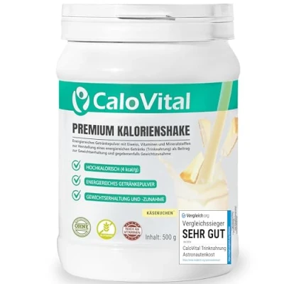 Afbeelding van Hoge calorieën drinkvoer voor gewichtstoename Koolhydraten en eiwitten als calorie shake dosering met veel vitaminen CaloVital Beste kwaliteit uit Duitsland (cheesecake 500g)