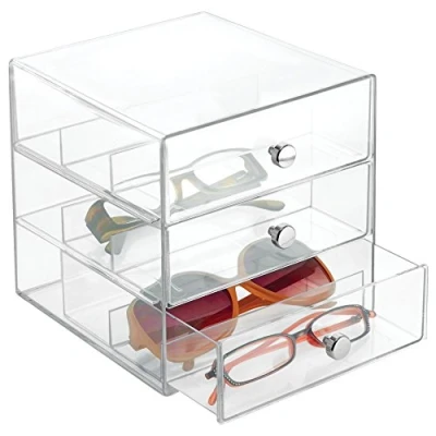 Afbeelding van iDesign 35330EU Clarity brillenkoker met 3 stapelbare laden, transparant