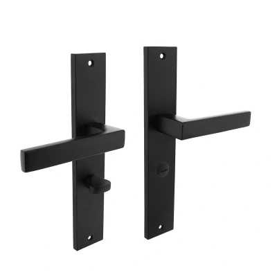 Afbeelding van Intersteel Deurkruk Hera op schild 245x45 mm WC63/8 mat zwart