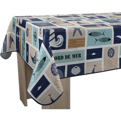 Afbeelding van Vlekbestendig tafelkleed aan zee vierkant 150 x cm