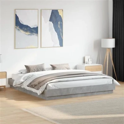Afbeelding van vidaXL Bedframe met LED verlichting betongrijs 200x200 cm
