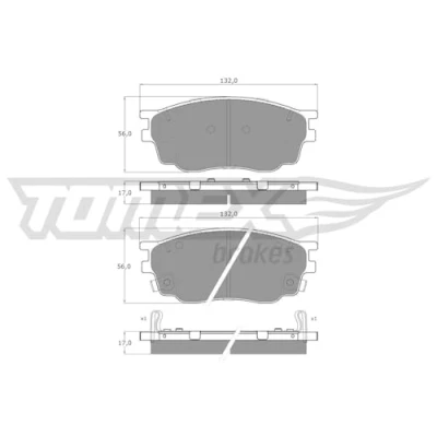 Afbeelding van TOMEX brakes TX 12 57 Remblokkenset Vooras Met akoestische slijtagewaarschuwing MAZDA: 6 Hatchback, Saloon