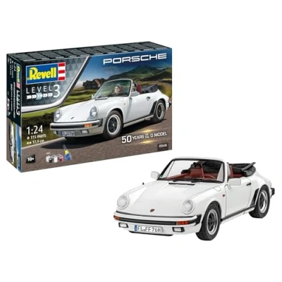 Afbeelding van 1:24 Revell 05646 Porsche 911 G Model Carrera Cabrio 50 Jaar! Geschenkset Plastic Modelbouwpakket